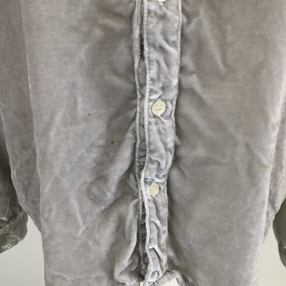 CP SHADES Gray Velvet/Velour Silk Blend Long Sleeve Button Shirt - Picture 13 of 14